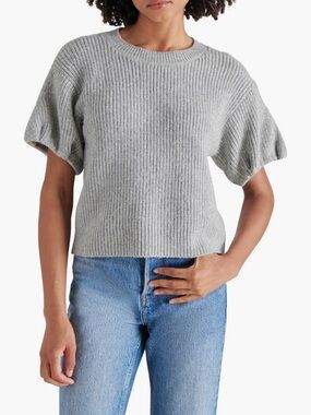 Steve Madden Gray Ribbed Knit Top